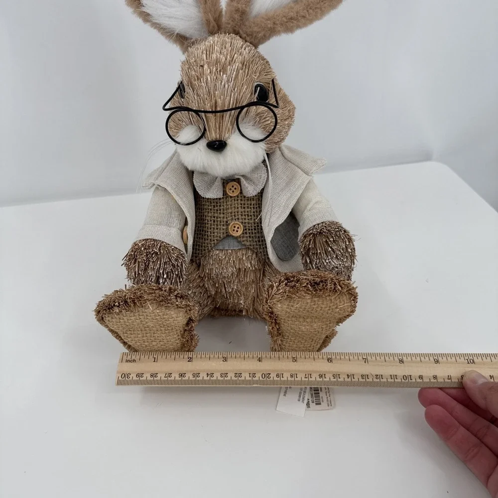 Vintage Pier 1 Sisal Straw Easter Bunny Set Of‎ 2 Dad (new) & Mom Spring Whimsy